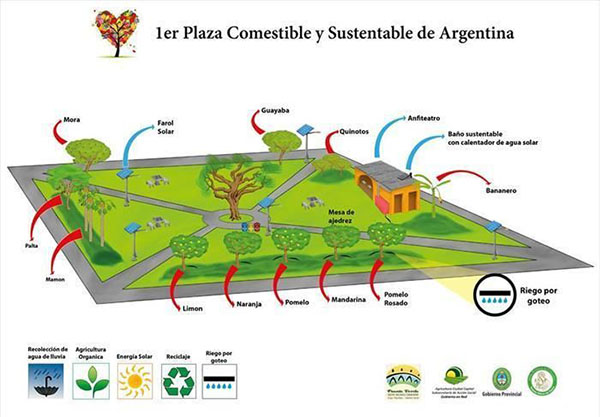 Primer plaza en Corrientes comestible y sustentable